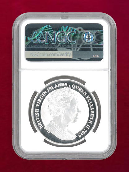 【英領ヴァージン諸島】ヴィクトリア女王生誕200周年記念 ウナ＆ライオン 1ドル 銀貨 プルーフ 2019 NGC REVERSE PF70 First Day of Issue［B-0000720］