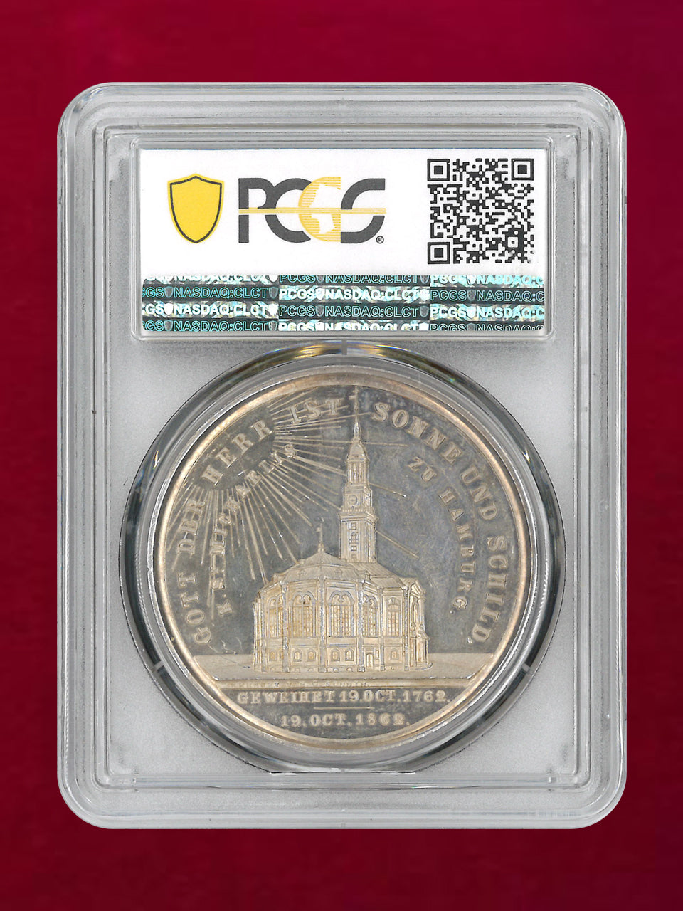 【ドイツ・ハンブルク】聖ミヒャエル教会 銀製メダル 1889 PCGS SP63［B-0000721］