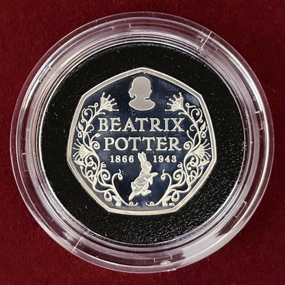 【イギリス】ビアトリクス・ポター生誕150周年記念 50ペンス 銀貨 プルーフ 2016［B-0000724］