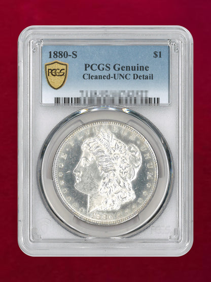 【アメリカ】1ドル 銀貨 モルガンダラー 1880S PCGS Genuine Cleaned-UNC Detail［B-0000733］