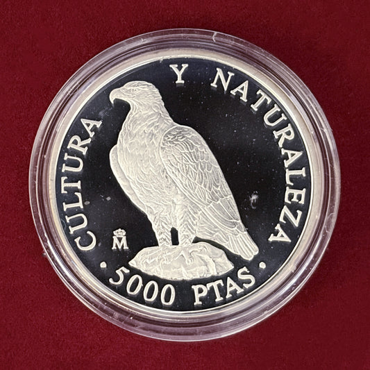 【スペイン】インペリアルイーグル 5000ペセタ 銀貨 プルーフ ピエフォー 1994［B-0000737］