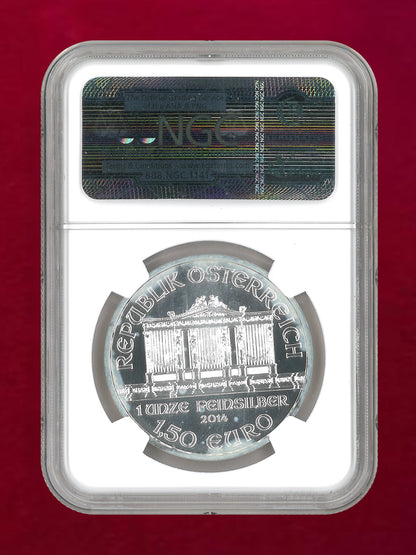 【オーストリア】ウィーン・フィルハーモニー管弦楽団 1.5ユーロ 銀貨 2014 NGC MS 69［B-0000741］