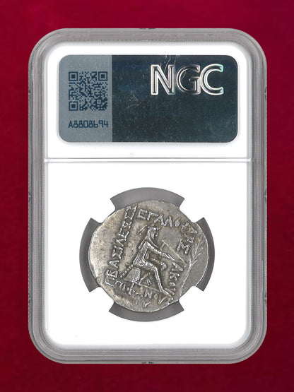 【パルティア】Mithradates II,c.121-91BC AR Tetradrachm(16.36g) NGC Ch XF 4/5 3/5 flan flaws［B-0000758］