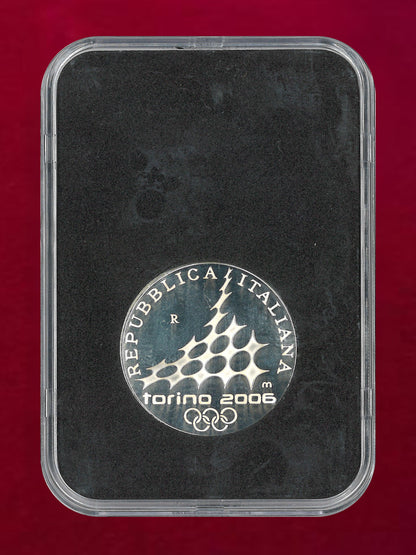 【イタリア】2006年トリノオリンピック記念 5ユーロ 銀貨 スキージャンプ プルーフ 2005［B-0000761］