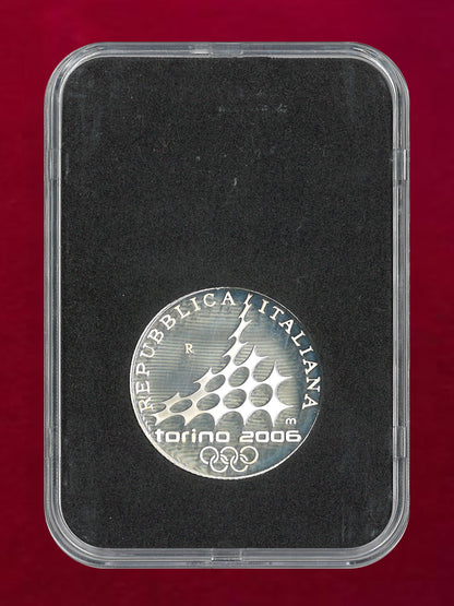 【イタリア】2006年トリノオリンピック記念 5ユーロ 銀貨 クロスカントリースキー プルーフ 2005［B-0000762］