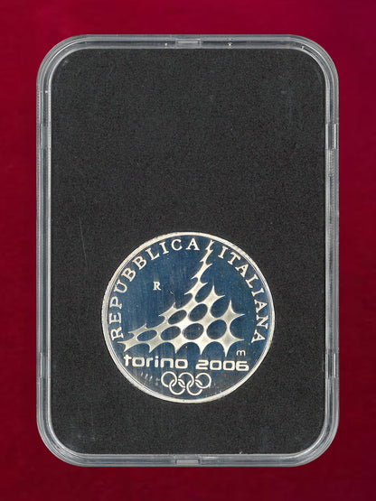 【イタリア】2006年トリノオリンピック記念 10ユーロ 銀貨 アイスホッケー プルーフ 2005［B-0000765］