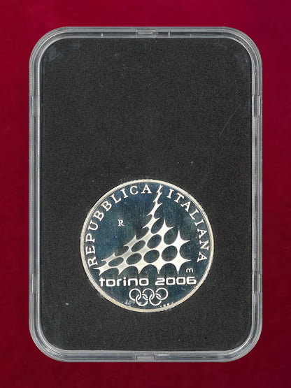 【イタリア】2006年トリノオリンピック記念 10ユーロ 銀貨 スピードスケート プルーフ 2005［B-0000766］