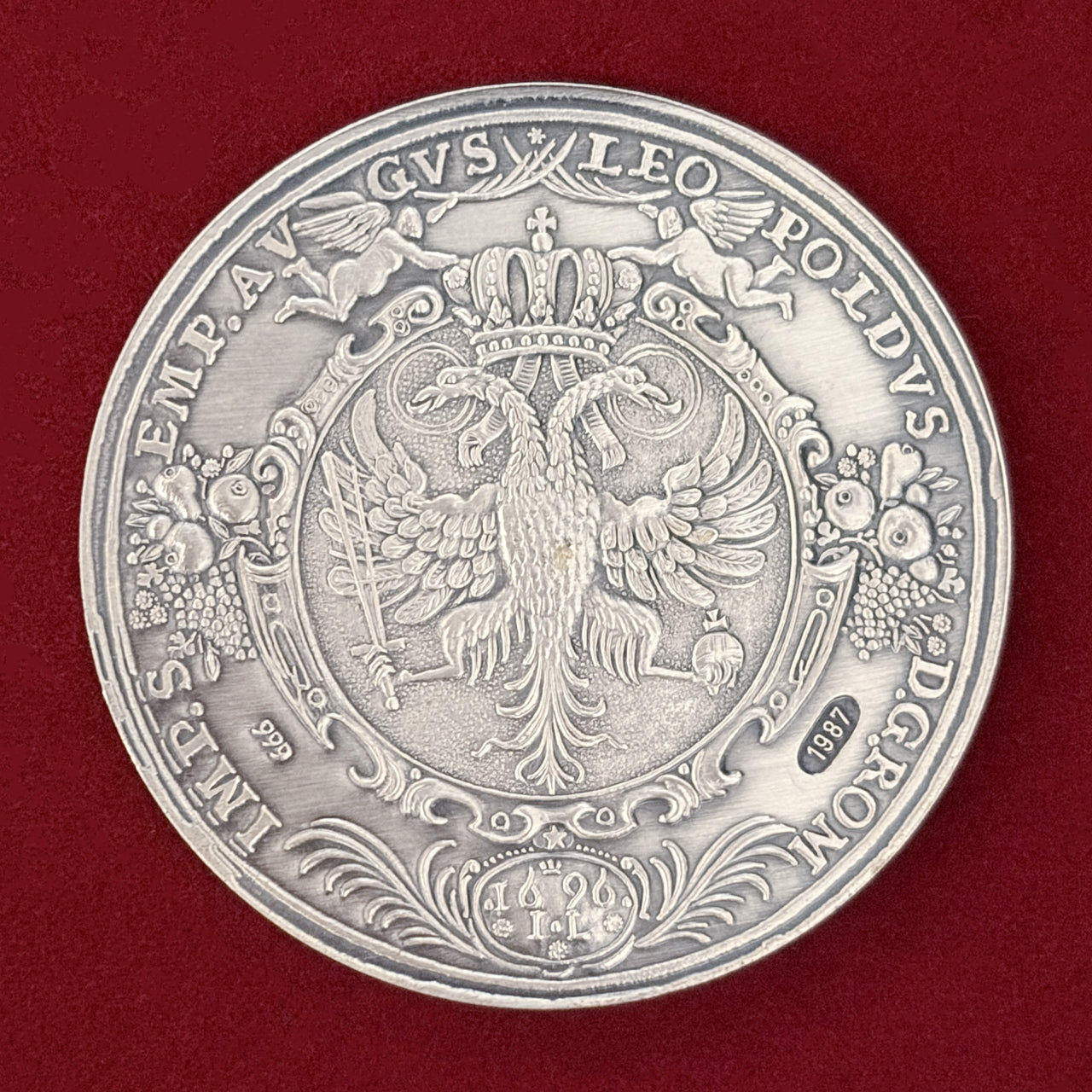 【ドイツ・フランクフルト】都市景観 銀製メダル 1696銘 リストライク 1987［B-0000772］