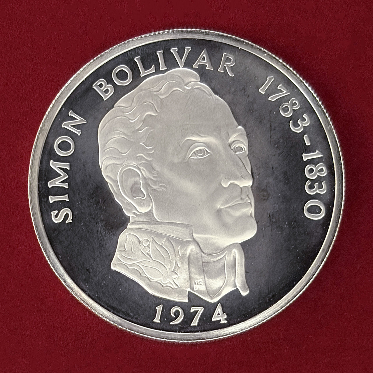 【パナマ】シモン・ボリバル 20バルボア 銀貨 プルーフ 1974［B-0000775］