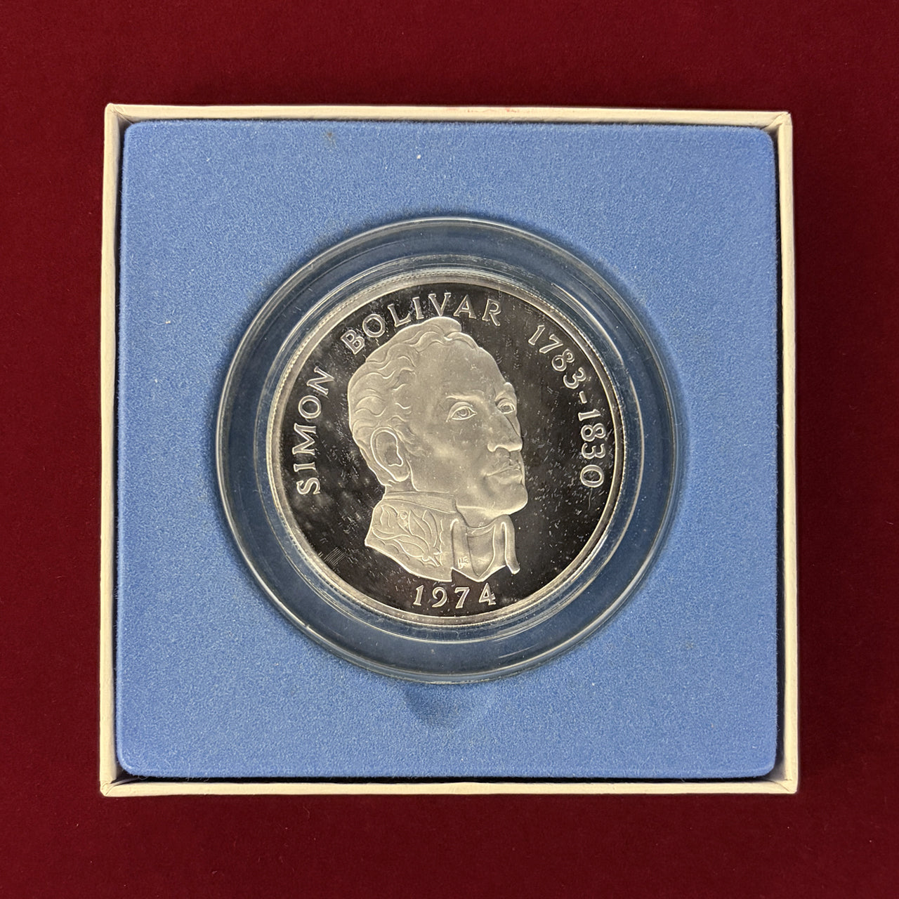 【パナマ】シモン・ボリバル 20バルボア 銀貨 プルーフ 1974［B-0000775］