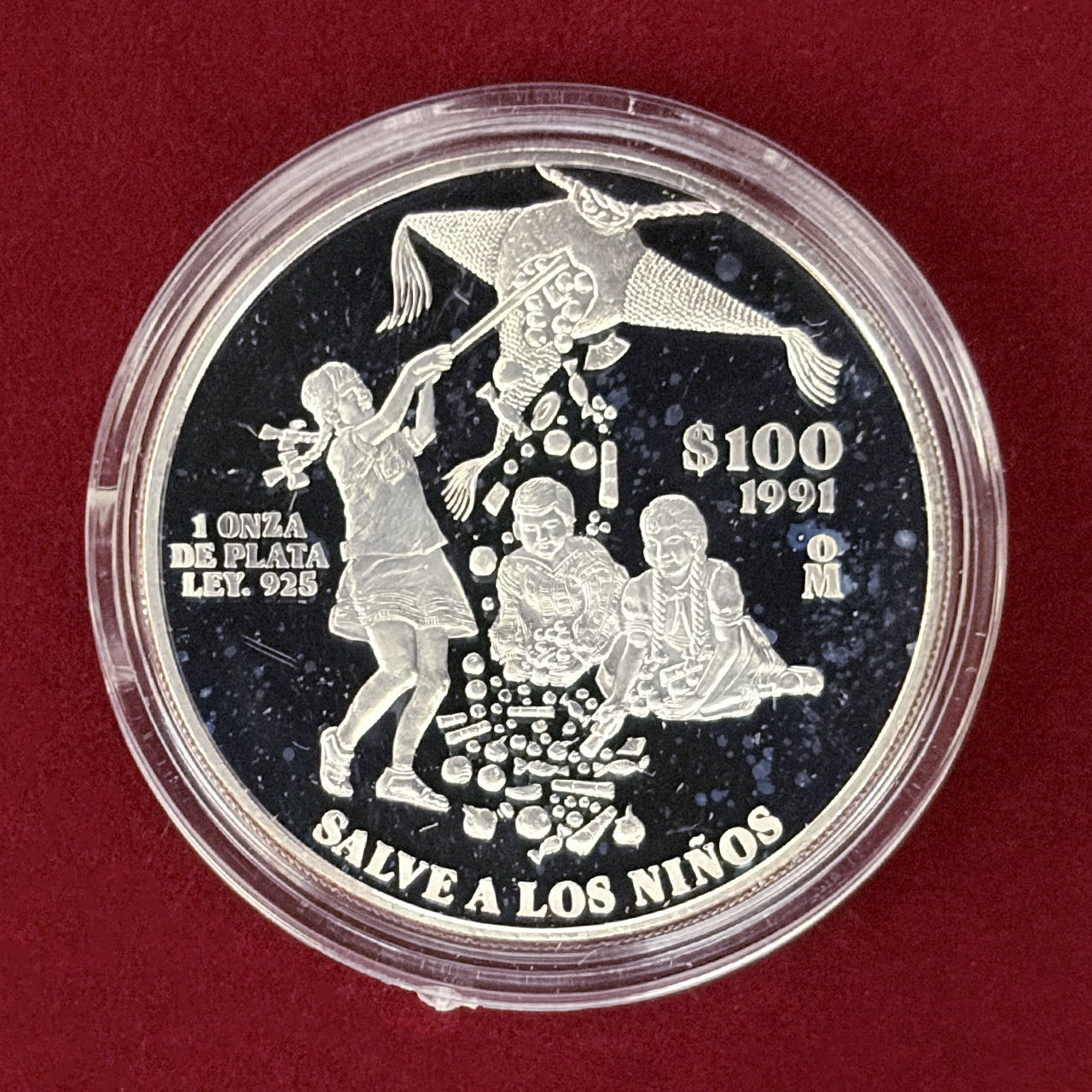 【メキシコ】ユニセフ45周年記念 100ペソ 銀貨 プルーフ 1991［B-0000776］