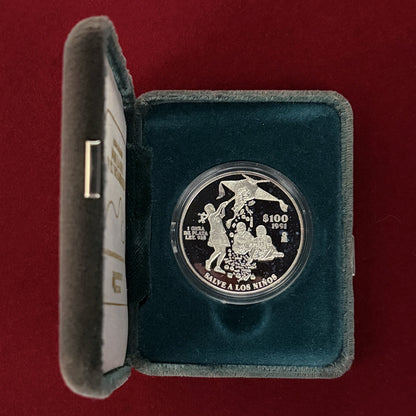 【メキシコ】ユニセフ45周年記念 100ペソ 銀貨 プルーフ 1991［B-0000776］