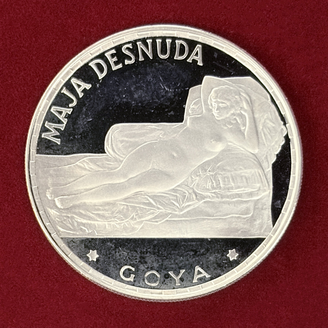 【赤道ギニア】ゴヤ作「裸のマハ」 100ペセタ 銀貨 プルーフ 1970［B-0000779］
