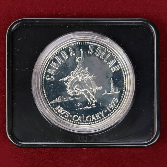 【カナダ】カルガリー市創設100周年記念 1ドル 銀貨 1975［B-0000780］