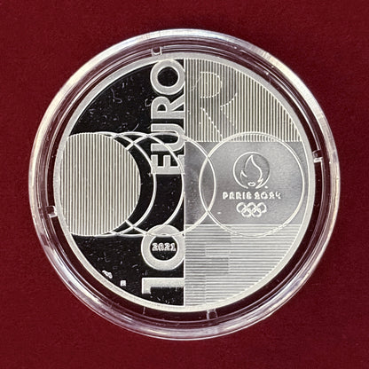 [France] 2024 Paris Olympics Commemorative "From Tokyo to Paris" 10 Euro Silver Proof Coin 2021 [B-0000786]