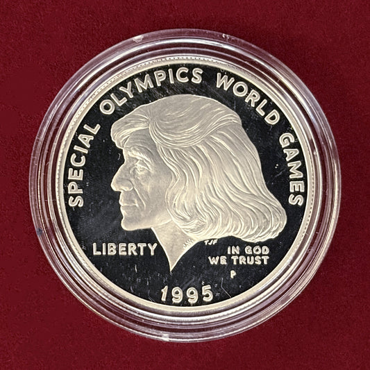 【アメリカ】スペシャルオリンピックス世界大会記念 1ドル 銀貨 プルーフ 1995［B-0000791］