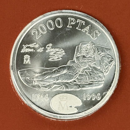 【スペイン】フランシスコ・デ・ゴヤ生誕250周年記念 2000ペセタ 銀貨 1996［B-0000793］