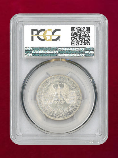【西ドイツ】ルートヴィヒ・ヴェルヘルム生誕300周年記念 5マルク 銀貨 1955G PCGS MS64［B-0000797］