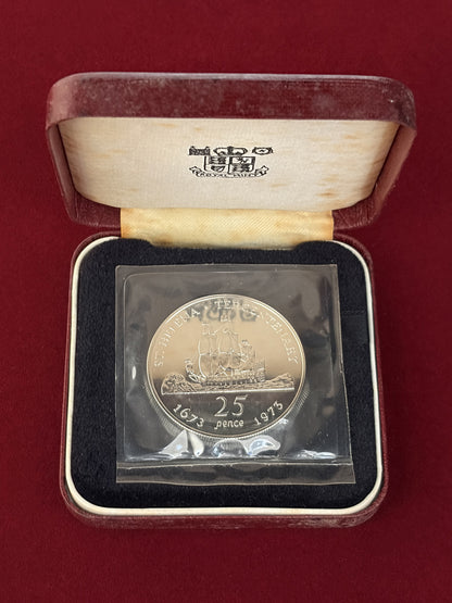 【セントヘレナ】セントヘレナ300周年記念 25ペンス 銀貨 プルーフ 1975［B-0000803］