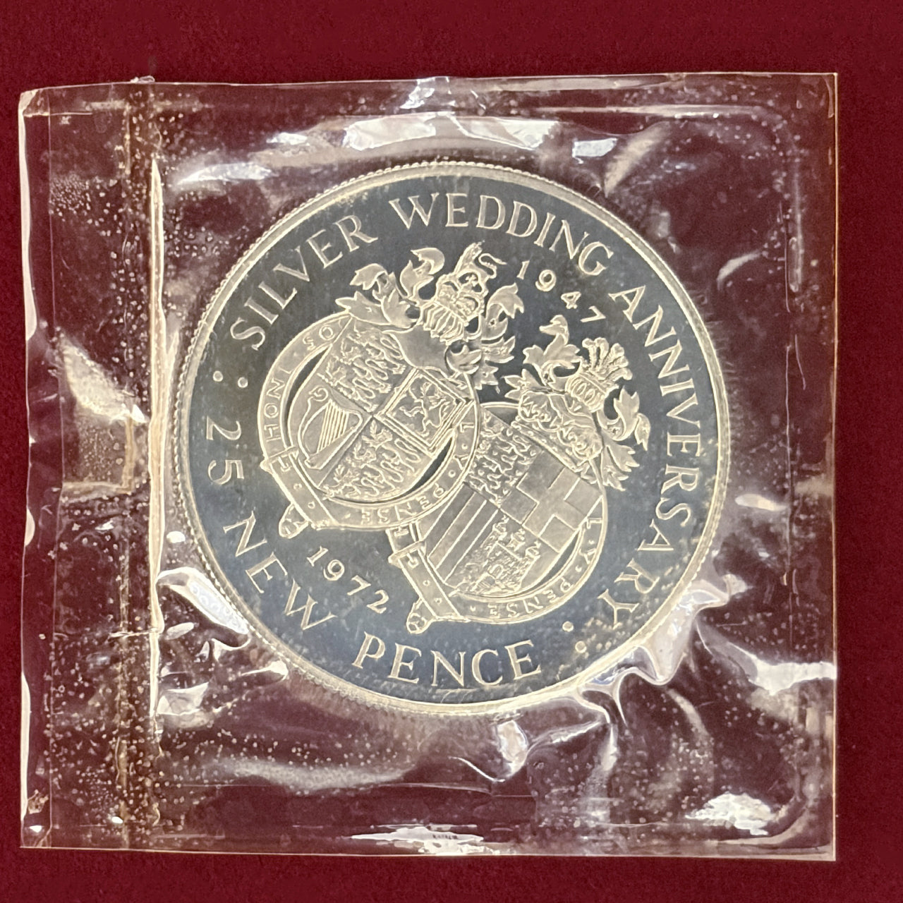 【ジブラルタル】エリザベス2世結婚25周年記念 25ペンス 銀貨 プルーフ 1972［B-0000804］