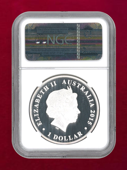 [Australia] 25th Anniversary Kookaburra 1 Dollar Silver Coin Proof 2015 NGC PF 70 ULTRA CAMEO [B-0000813]