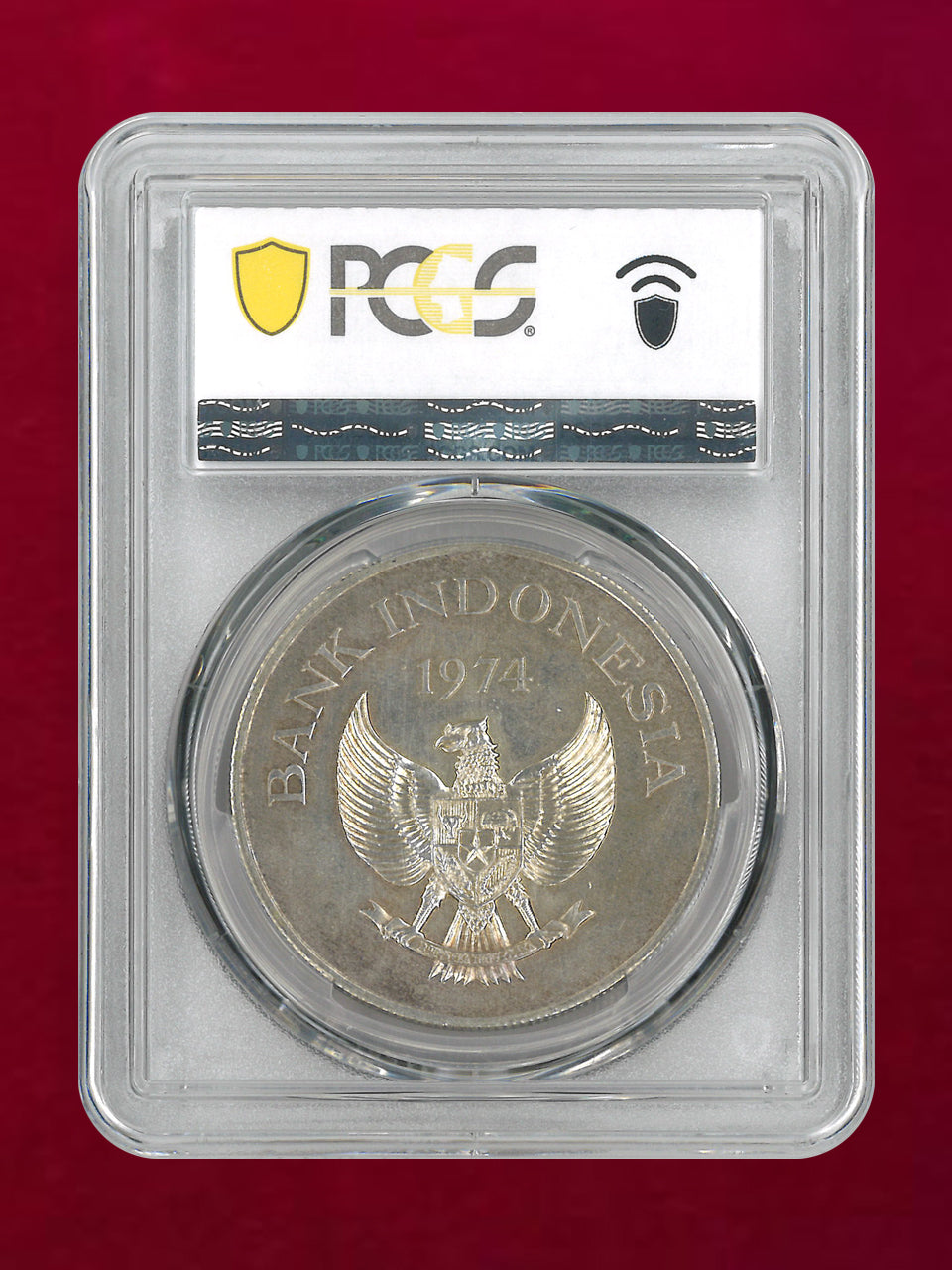 【インドネシア】ジャワトラ 2000ルピア 銀貨 1974 PCGS MS65［B-0000817］