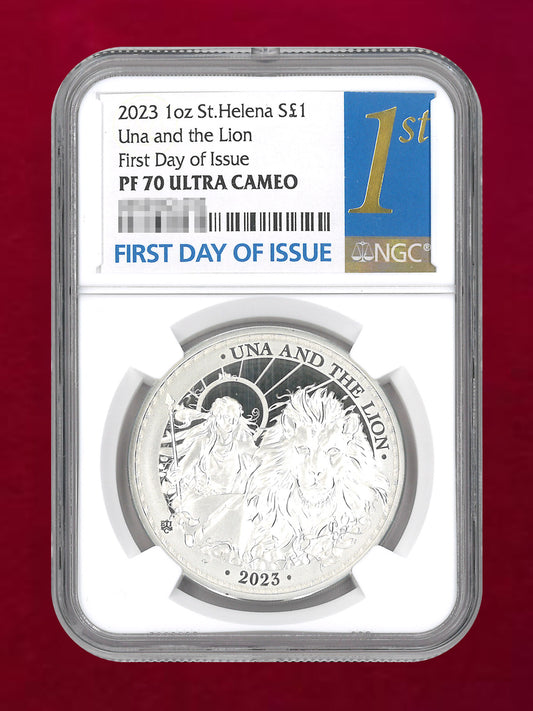 【セントヘレナ】ウナ＆ライオン 1ポンド 銀貨 プルーフ 2023 NGC PF 70 ULTRA CAMEO［B-0000819］