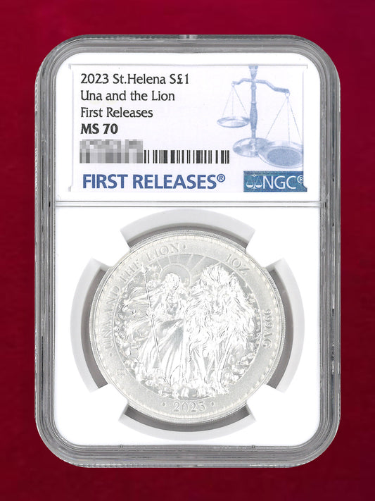 【セントヘレナ】ウナ＆ライオン 1ポンド 銀貨 2023 NGC MS 70［B-0000820］