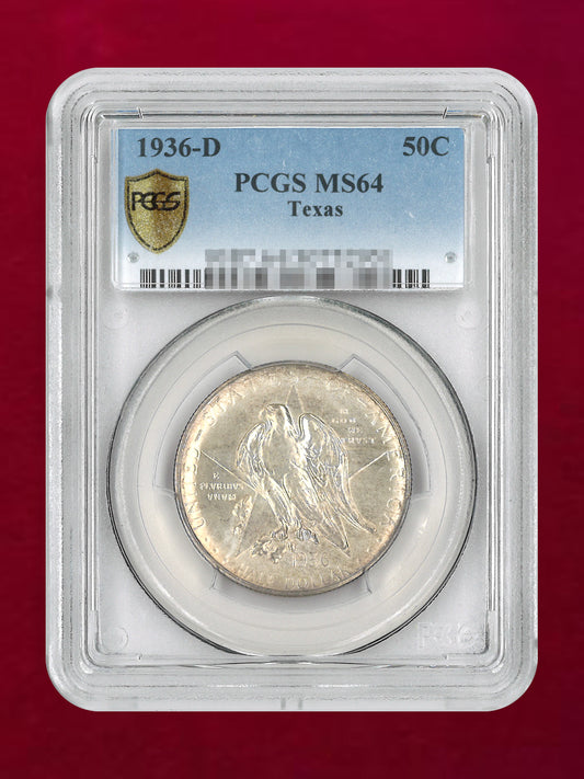 【アメリカ】テキサス独立100周年 50セント 銀貨 1936D PCGS MS64［B-0000829］