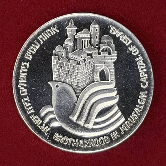 【イスラエル】第29回独立記念日 エルサレムの兄弟愛 25リロット 銀貨 1977［B-0000845］