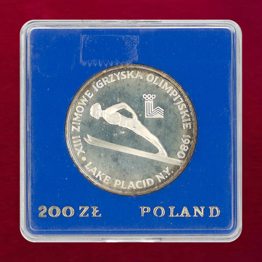 【ポーランド】1980年レークプラシッドオリンピック記念 200ズウォティ 銀貨 プルーフ 1980［B-0000860］
