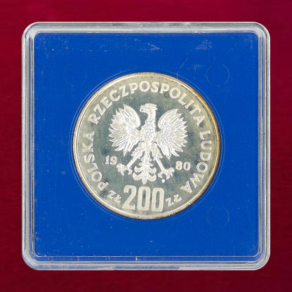 【ポーランド】1980年レークプラシッドオリンピック記念 200ズウォティ 銀貨 プルーフ 1980［B-0000860］