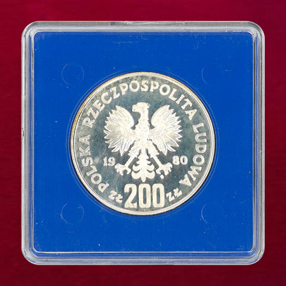 【ポーランド】1980年レークプラシッドオリンピック記念 200ズウォティ 銀貨 プルーフ 1980［B-0000861］