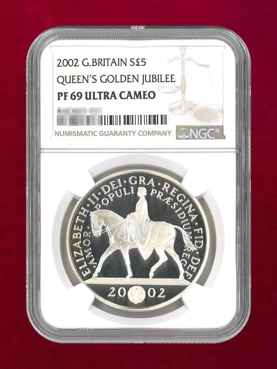 【イギリス】エリザベス女王即位50周年記念 5ポンド 銀貨 プルーフ 2002［B-0000865］