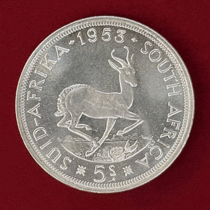 【南アフリカ】エリザベス2世 5シリング 銀貨 1953［B-0000873］