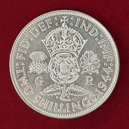 【イギリス】ジョージ6世 2シリング 銀貨 1944［B-0000875］