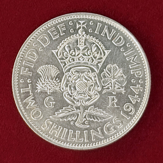 【イギリス】ジョージ6世 2シリング 銀貨 1944［B-0000875］