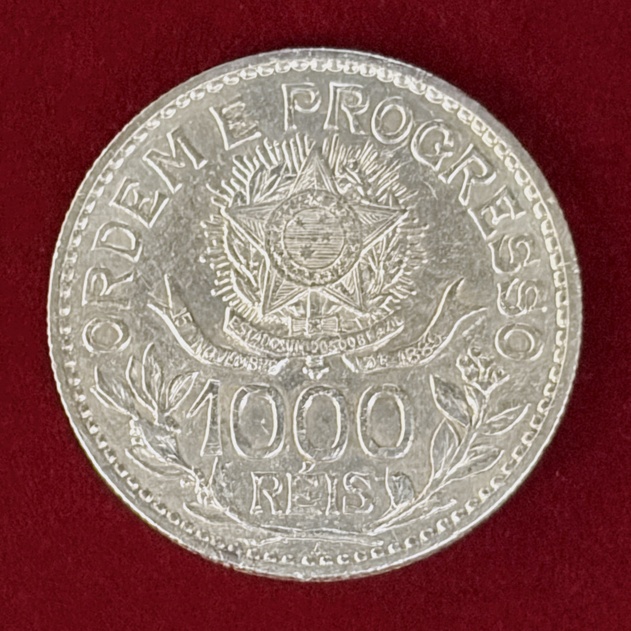 【ブラジル】1000レイス 銀貨 1913［B-0000887］