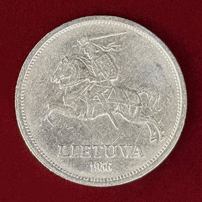 【リトアニア】5リタイ 銀貨 1936［B-0000895］