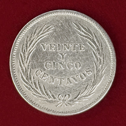 【エルサルバドル】25センターボ 銀貨 1914［B-0000898］