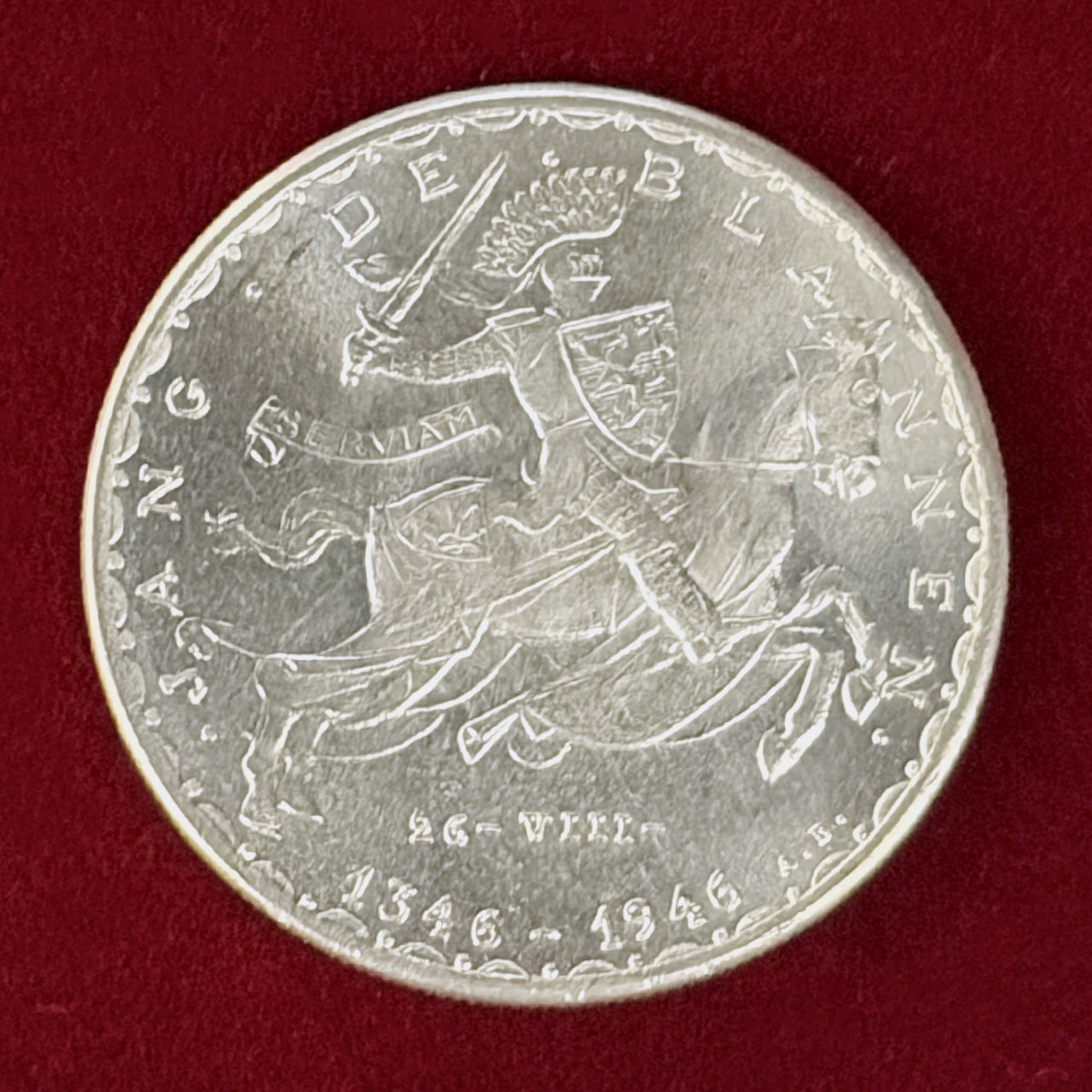 [Luxembourg] 600th Anniversary of the Death of John the Blind, 100 Franc Silver Coin, ND (1946) [B-0000646]