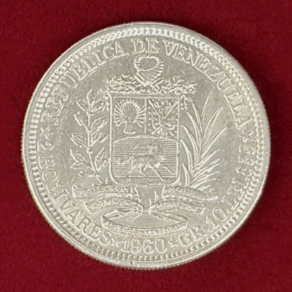 【ベネズエラ】2ボリバル 銀貨 1960［B-0000904］