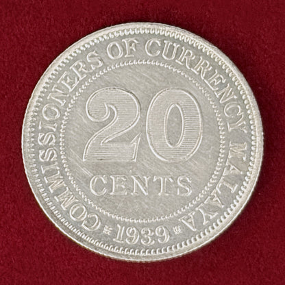 【マレーシア】20セント 銀貨 1939［B-0000910］