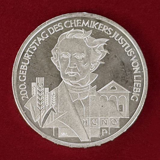 【ドイツ】ユストゥス・フォン・リービッヒ 10ユーロ 銀貨 2003［B-0000927］