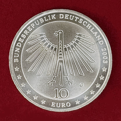 【ドイツ】建築家ゴットフリート・ゼンパー生誕200周年記念 10ユーロ 銀貨 2003［B-0000935］