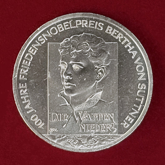 【ドイツ】ベルタ・フォン・ズットナー ノーベル平和賞100周年記念 10ユーロ 銀貨 2005［B-0000946］