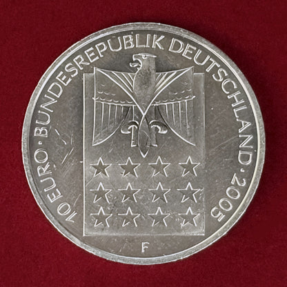 【ドイツ】ベルタ・フォン・ズットナー ノーベル平和賞100周年記念 10ユーロ 銀貨 2005［B-0000946］