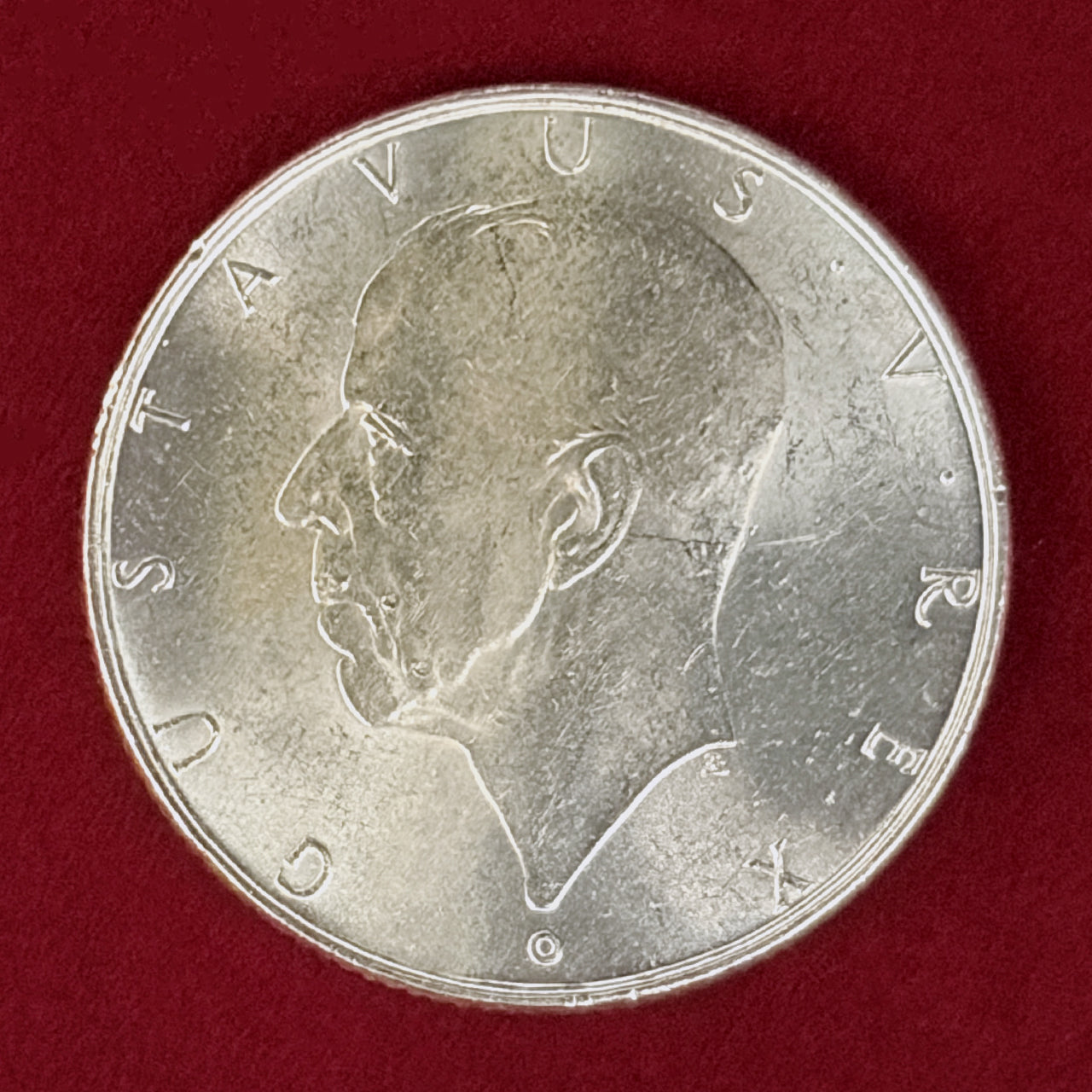 【スウェーデン】新スウェーデン(デラウェア)入植300周年記念 2クローナ 銀貨 1938［B-0000952］