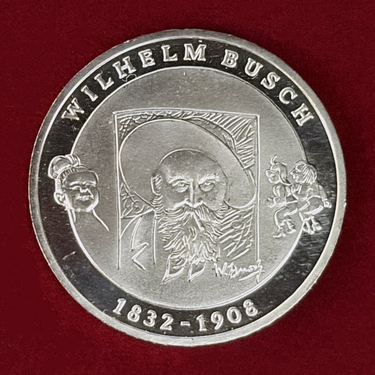 【ドイツ】ヴィルヘルム・ブッシュ生誕175周年記念 10ユーロ 銀貨 プルーフ 2007［B-0000958］