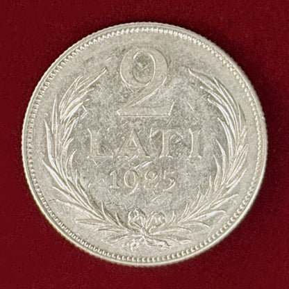 【ラトビア】2ラッツ 銀貨 1925［B-0000964］